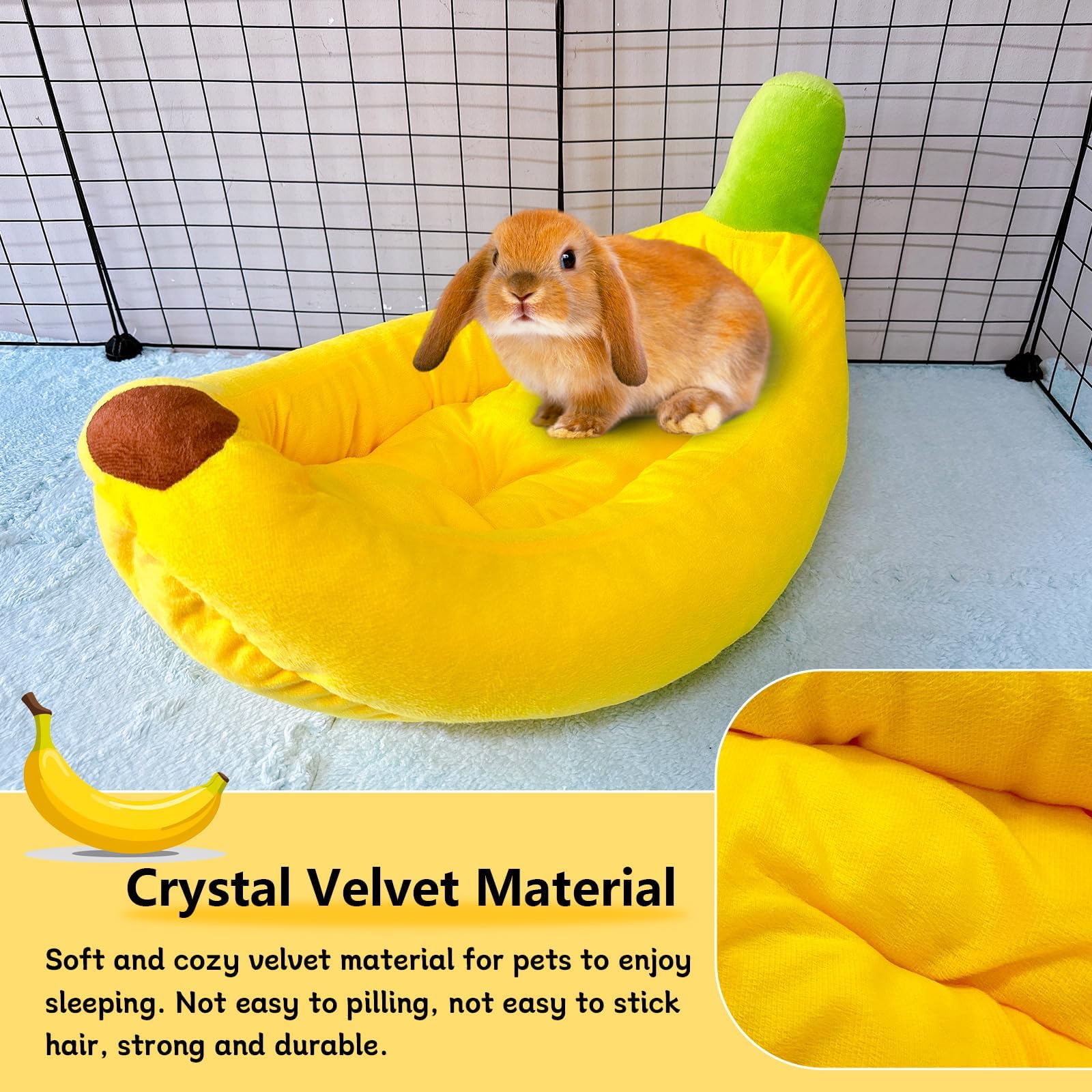 Acsist Rabbit Bed,Bunny Bed,Thick&Soft With Removable Mat,Machine Washable Guinea Pig Cushion,Cozy Rabbi Plush House,Warm Small